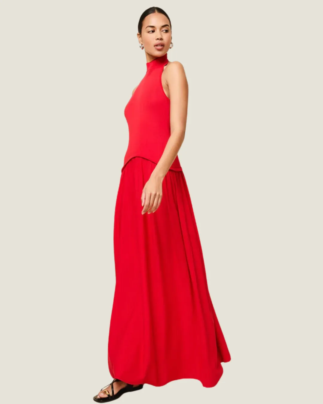 Solid & Striped The Halter Soglio Dress: Apple Red