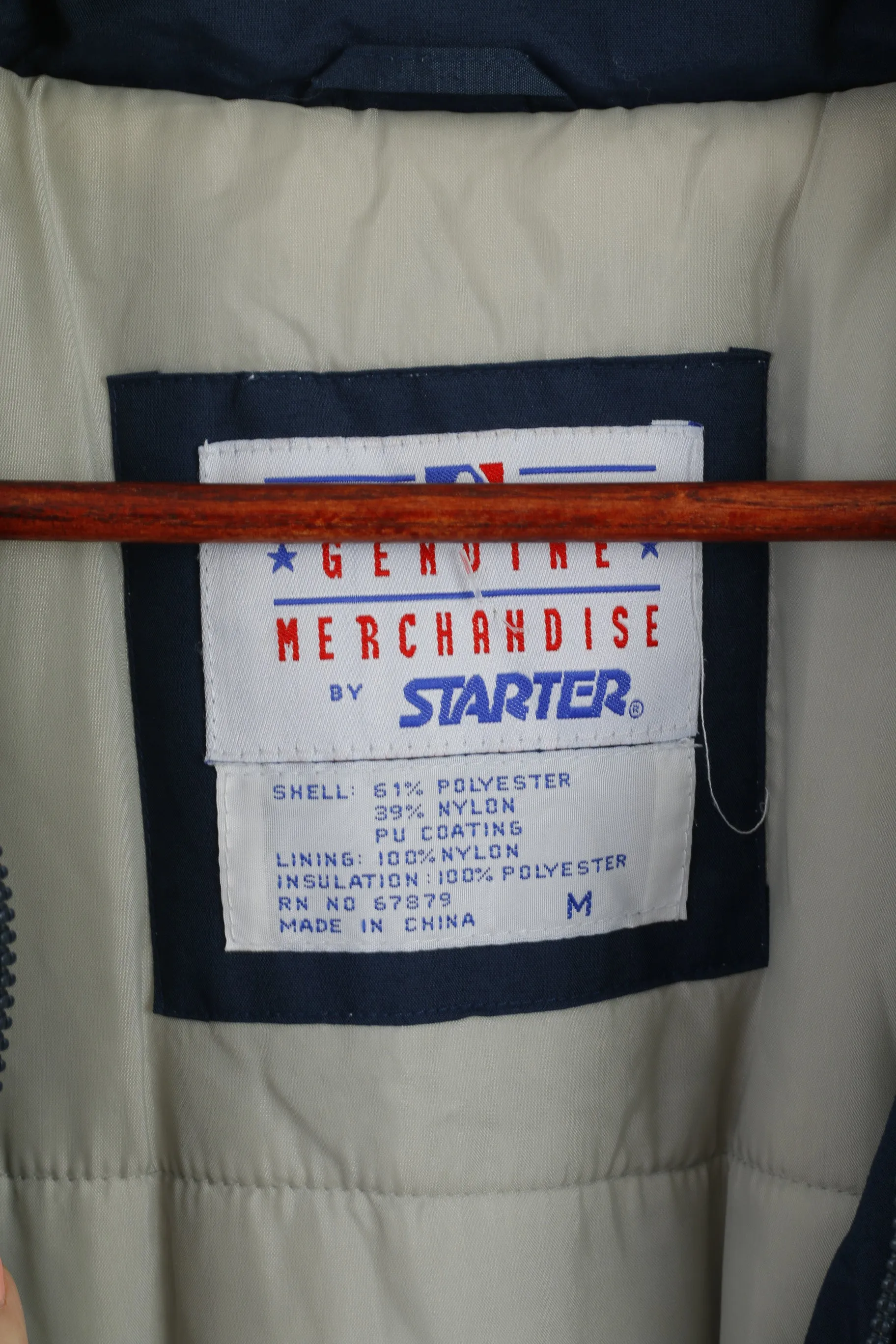 STARTER New York Yankees Men M Jacket Navy Puffer Hood Zip Up NY Vintage Parka