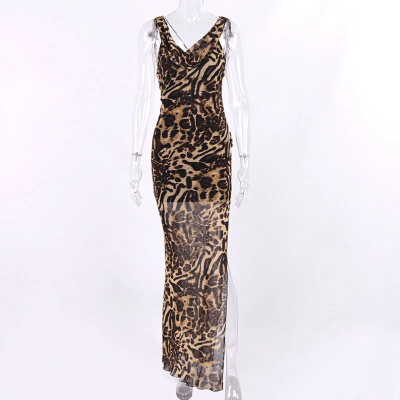 TastyHottie - Belinda Leopard Print Backless Maxi Dress