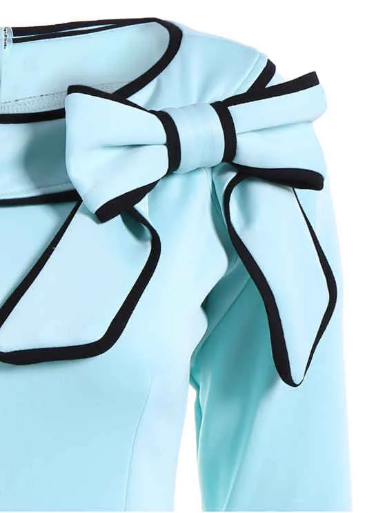 TastyHottie - Pretty Slash Neck Bowknot Pencil Dress
