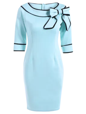 TastyHottie - Pretty Slash Neck Bowknot Pencil Dress