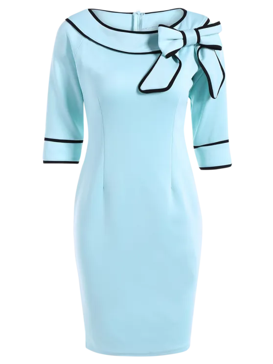TastyHottie - Pretty Slash Neck Bowknot Pencil Dress