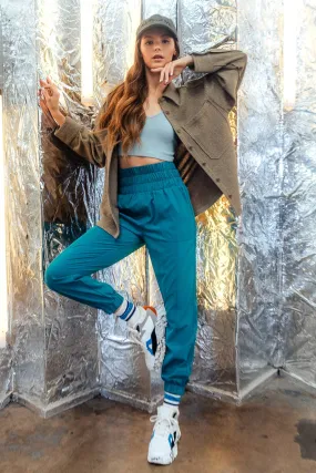 Teal Elasticized waist jogger pants
