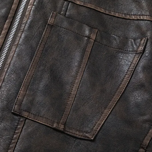 TODAMU® new winter new American retro hottie high-quality PU leather and cotton jacket