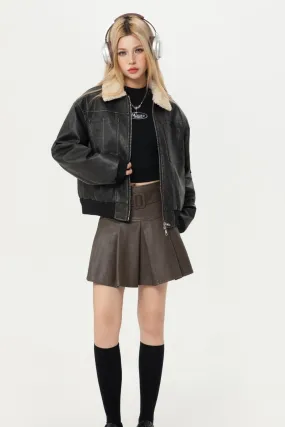 TODAMU® new winter new American retro hottie high-quality PU leather and cotton jacket