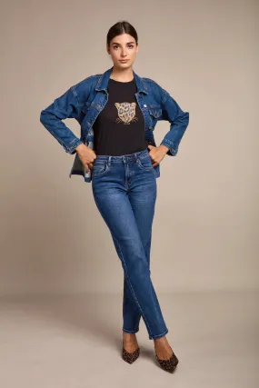 Toxik3 L21274-2 High Rise Straight Cut Jeans - Dark Blue