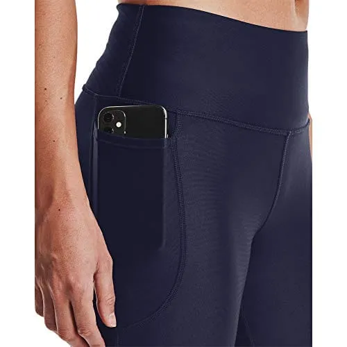 Under Armour Women's Standard HeatGear High No-Slip Waistband Pocketed Capri, Midnight Navy