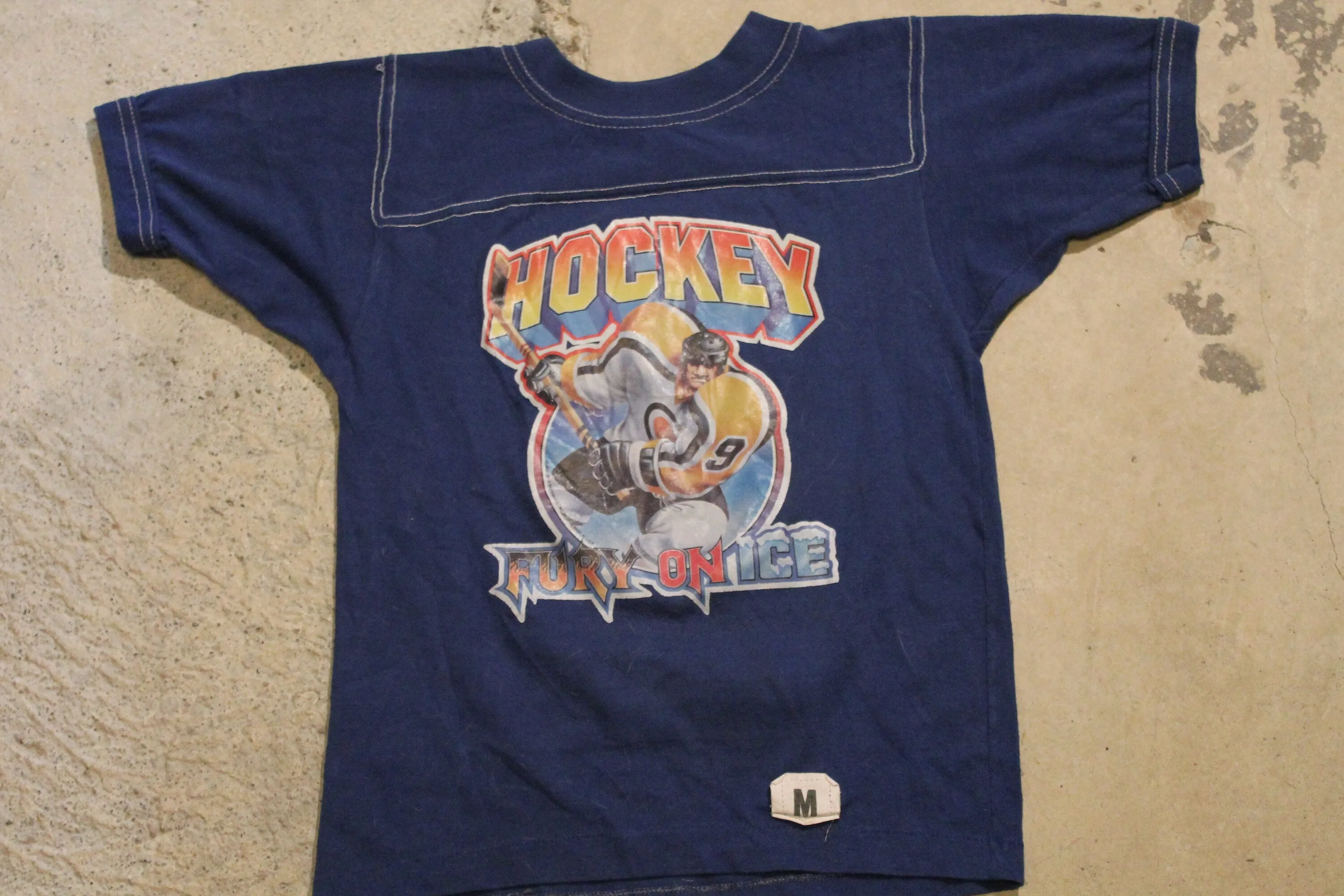 Vintage 1980s Hockey Fury On Ice Graphic Ringer T Shirt