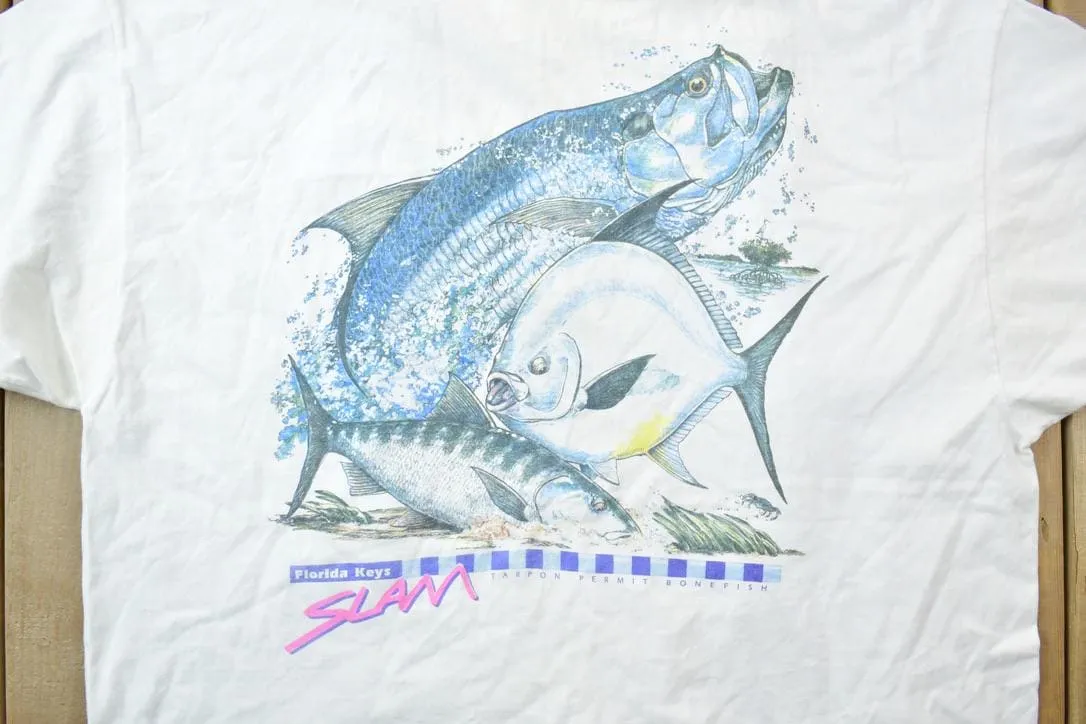 Vintage 1990s Florida Sportsman Slam Fishing Souvenir T-Shirt