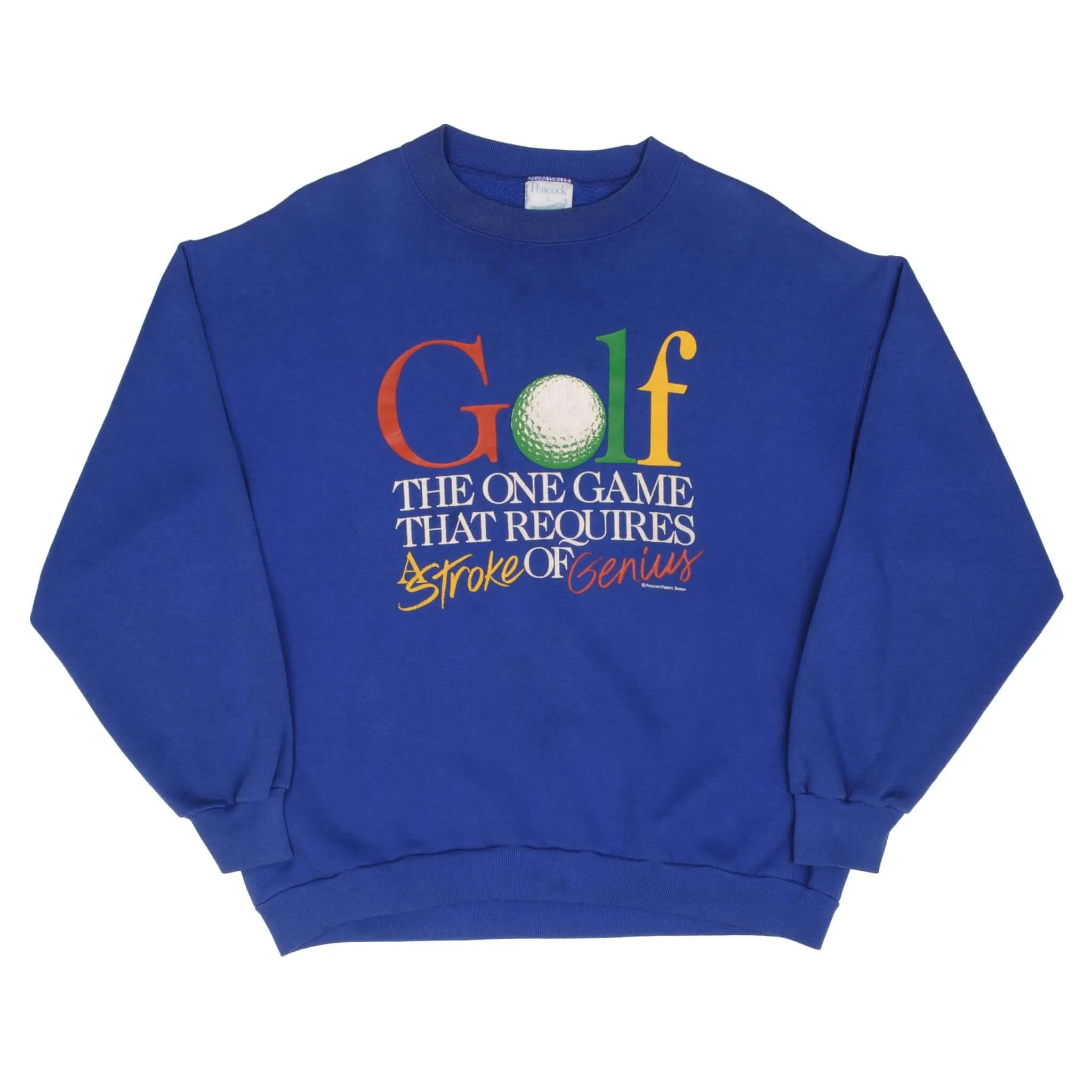 VINTAGE GOLF PEACOCK SWEATSHIRT 1980S SIZE LARGE MADE IN USA