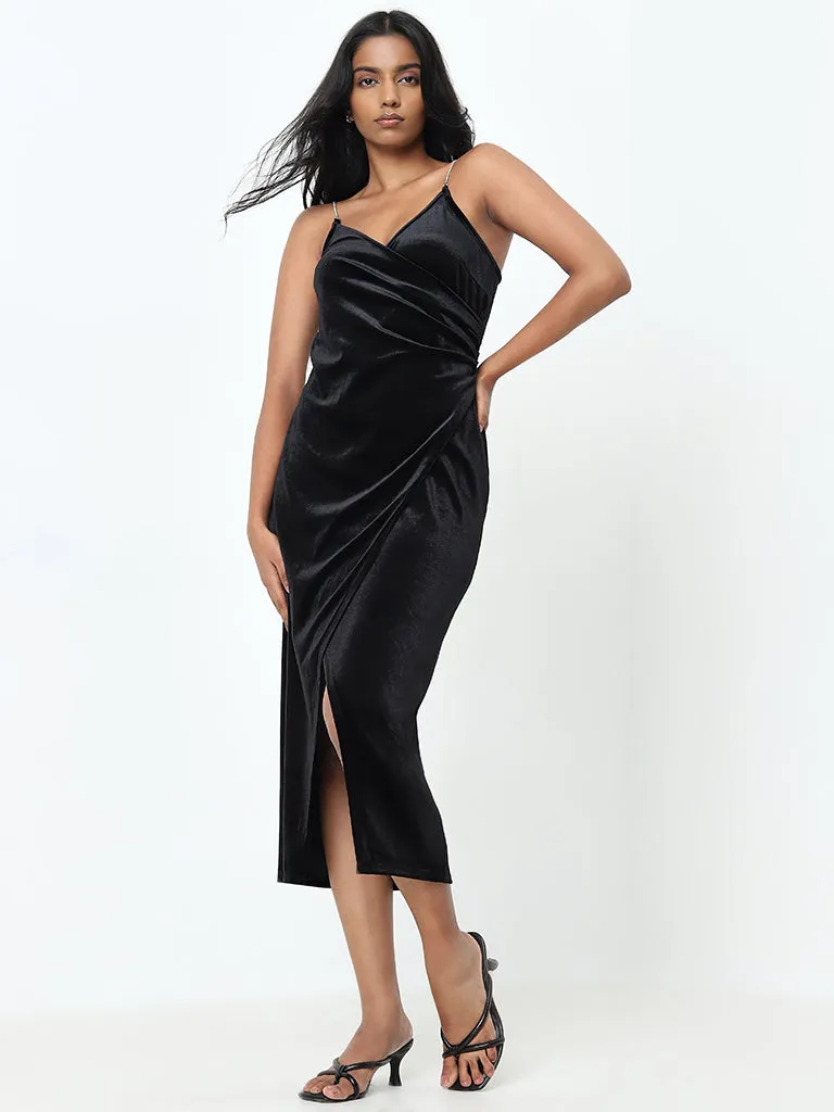 Wardrobe Black Velveteen Bodycon Dress