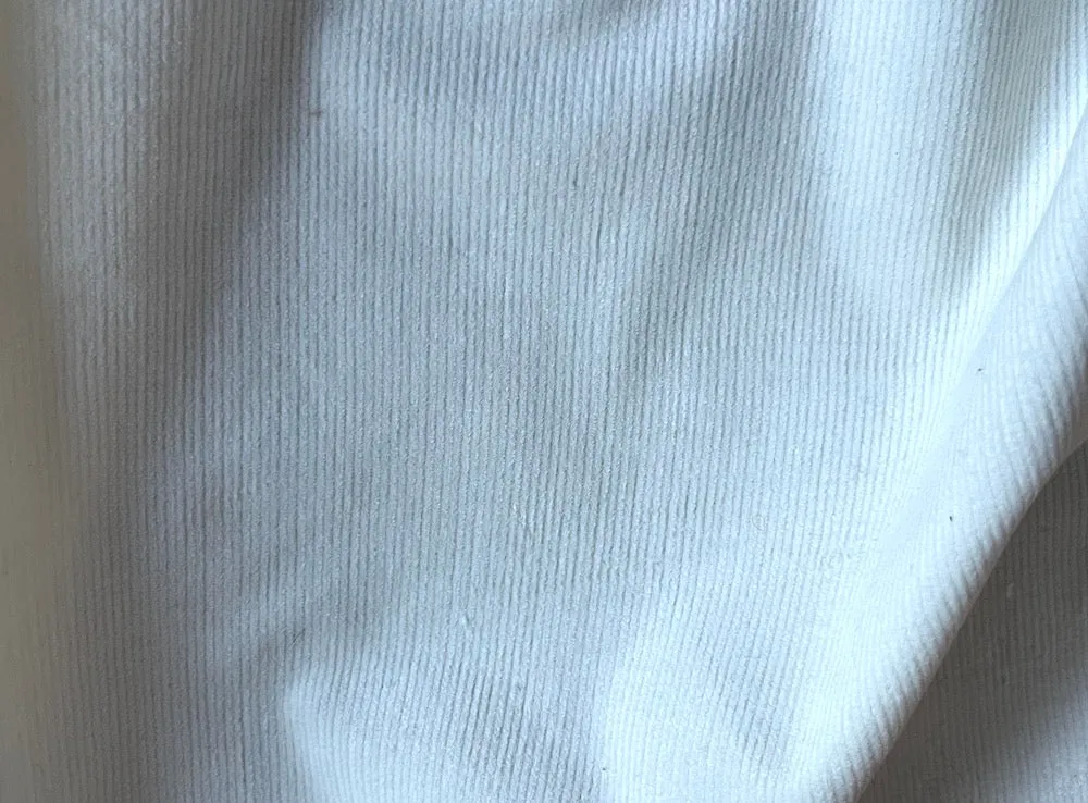 Warm Off-White Fine-Wale Stretch Cotton Corduroy