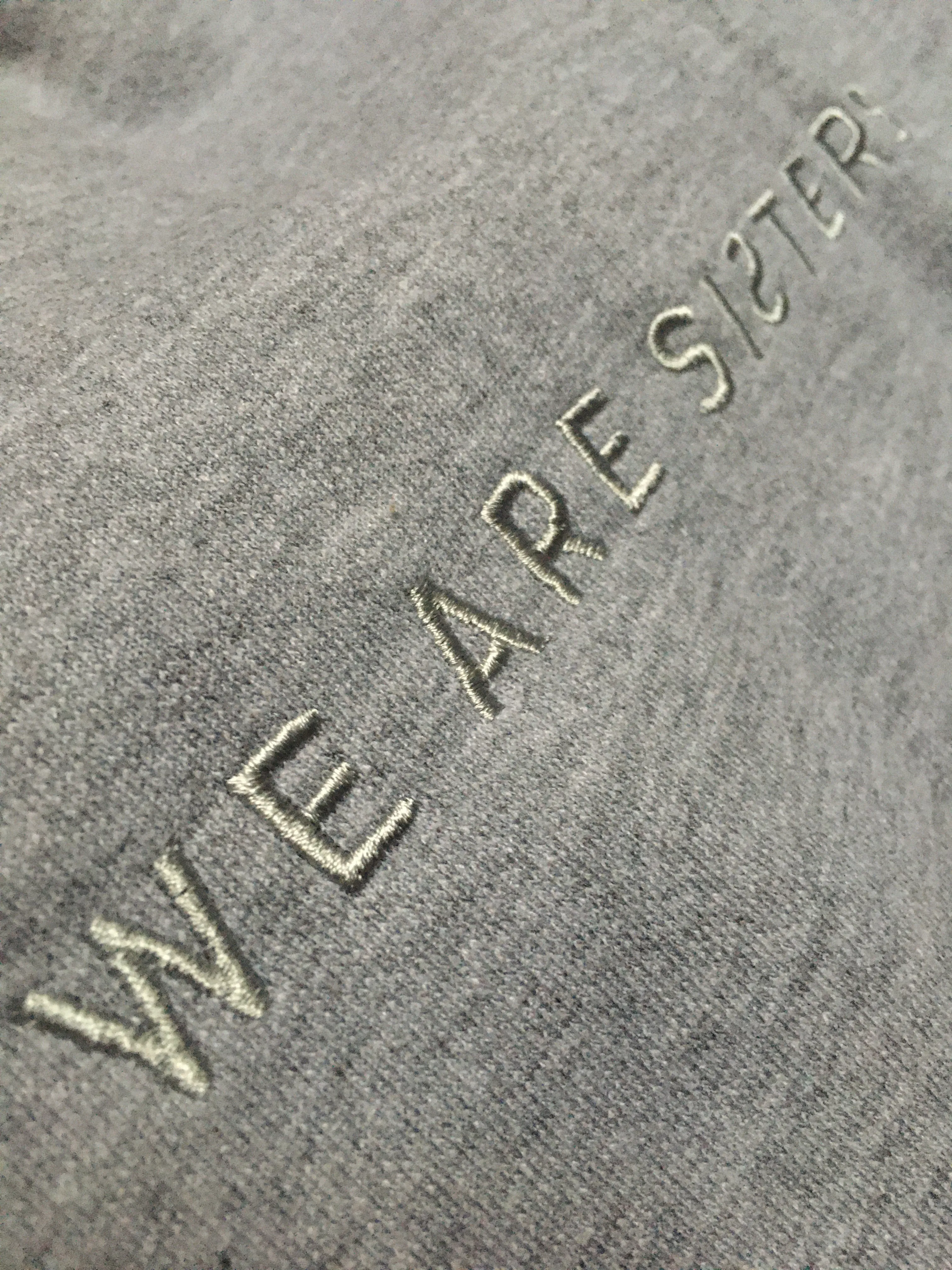 WE ARE SISTERS sweatshirt in grey. Large