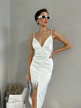 White midi dress "Cami pencil skirt"