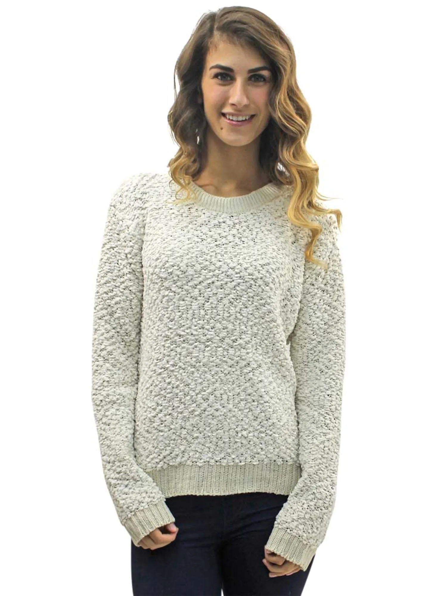 Winter White Knit Long Sleeve Sweater Size Medium