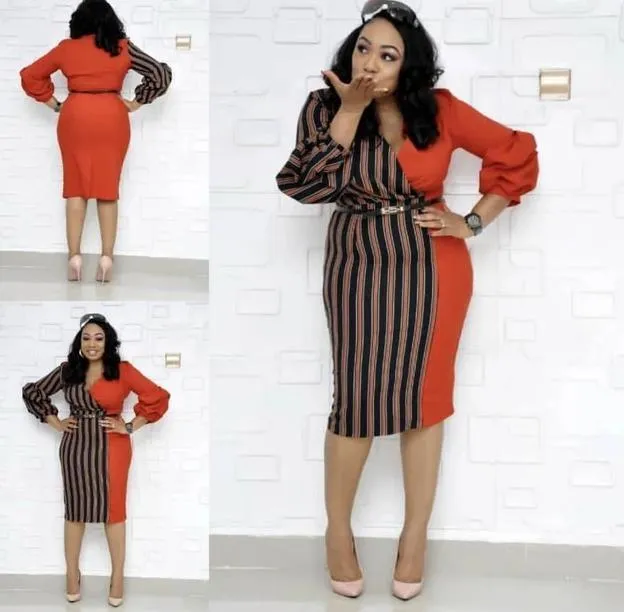 Women Dress-Plus Size Striped Dresses